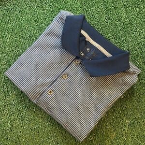 Adidas Men's Performance Golf Shirt Blue Striped Size Large